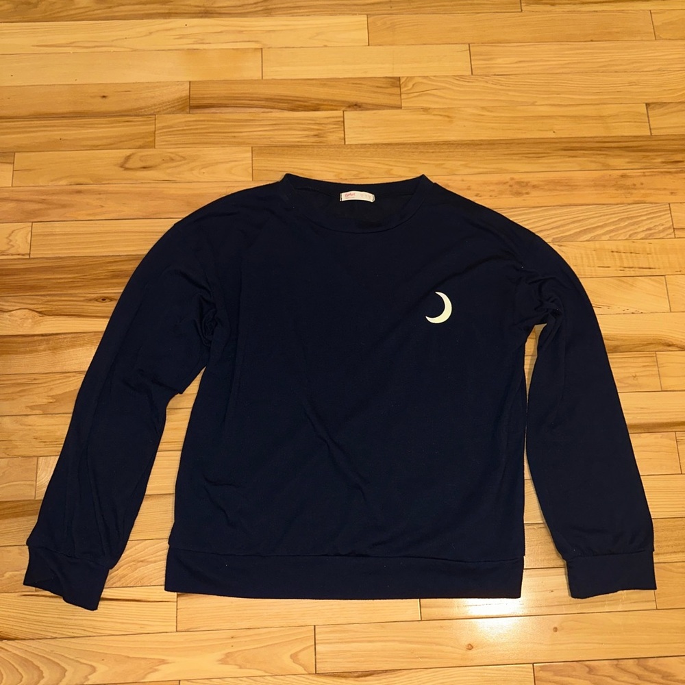 ROMWE Navy Sweatshirt with Moon Detail